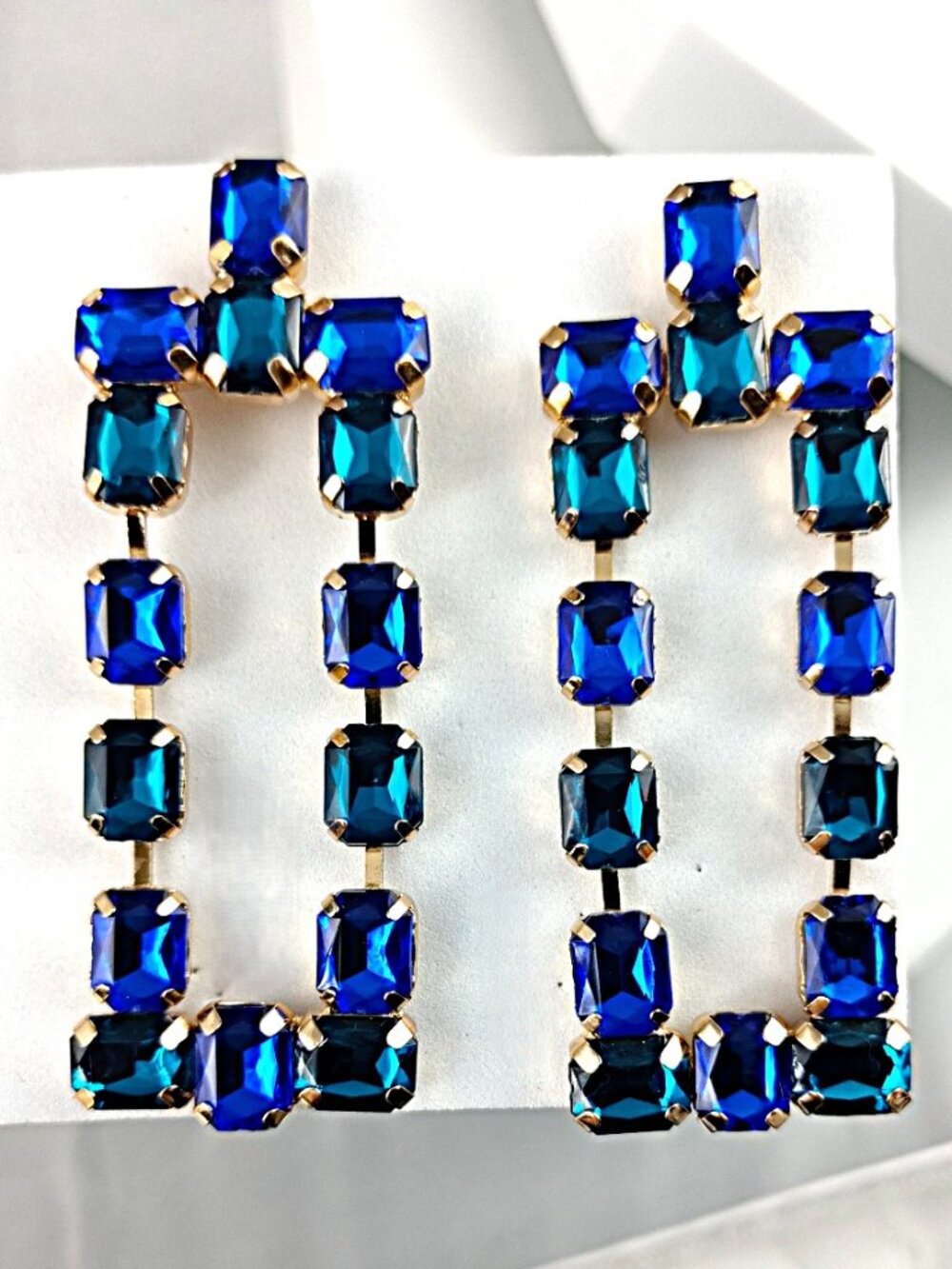 NWOT Blue & Teal Geometric Drop Earrings